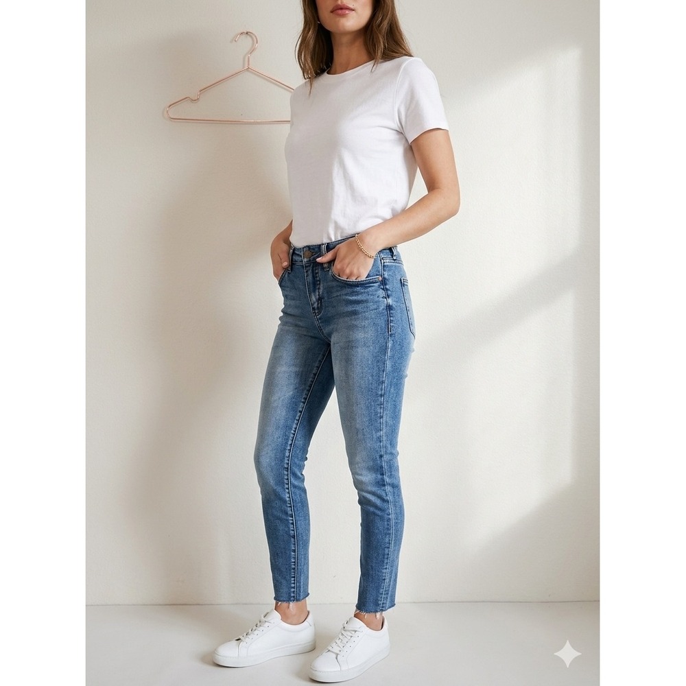 Judy Blue Jeans Womens 0/24 Blue JB88191 Skinny High Raw Hem Distressed